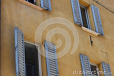 Open windows in Urbino, Italy Stock Photo