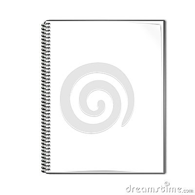 Open wire bound notebook vector mock-up. Spiral notepad blank white page mockup Vector Illustration