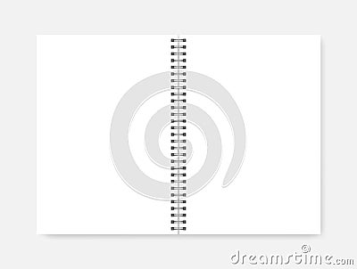 Open wire spiral empty white A4 notebook, realistic vector mockup Vector Illustration