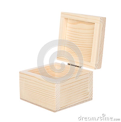 Open wood box isolated on white Stock Photo