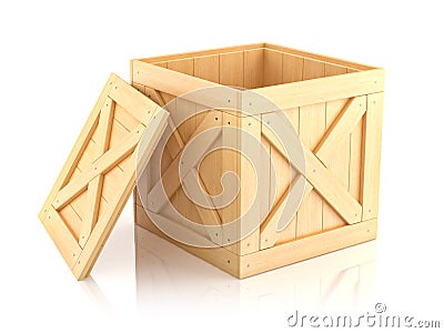 Open wooden box 3D Stock Photo