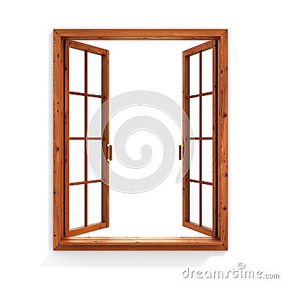 Open wooden window Stock Photo