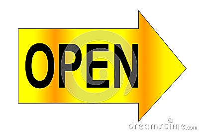 Open word arrow right Stock Photo