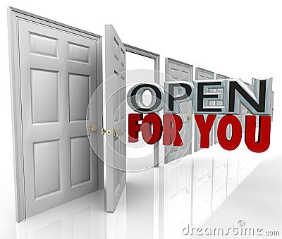 Open For You Door Opening Words Always Inviting Welcome Stock Photo