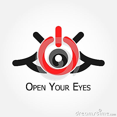 Open Your Eyes (turn on/off symbol) Vector Illustration