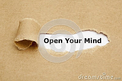 Open Your Mind Torn Paper Stock Photo