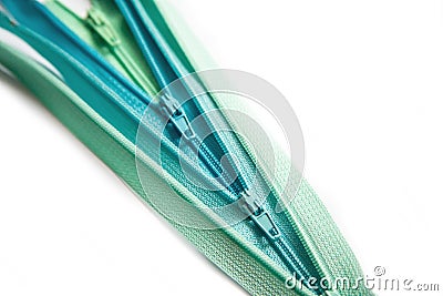Open zipper set isolated on white background Stock Photo