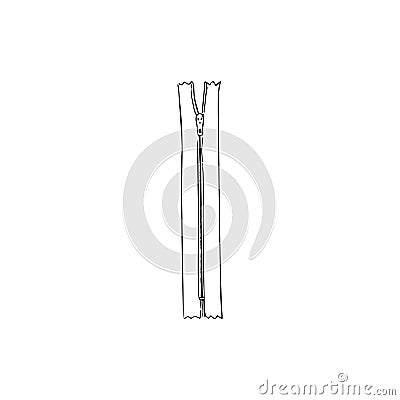 Open zipper. Vector illustration. silhouette ink pen. Hand drawn engraving illustration Vector Illustration