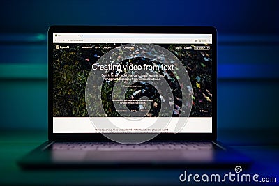 OpenAI Sora new text to video AI model illustration on screen. ChatGPT Sora is an AI model that can create realistic and Cartoon Illustration