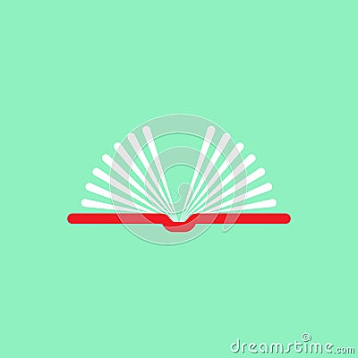 Opene book with white pages like wings and red cover. Flat study and knowledge Cartoon Illustration