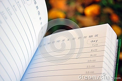 Opened agenda Stock Photo