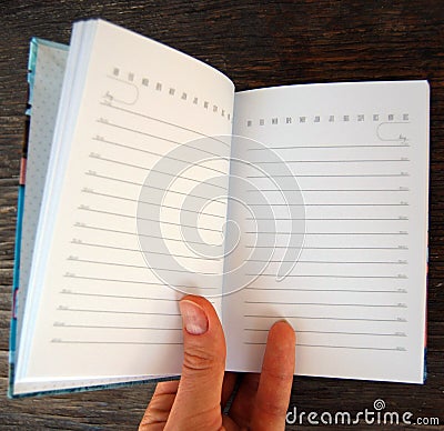 Opened agenda Stock Photo