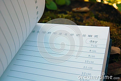 Opened agenda Stock Photo