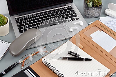 Opened agenda with handwritten TO DO LIST on a grey close up Stock Photo