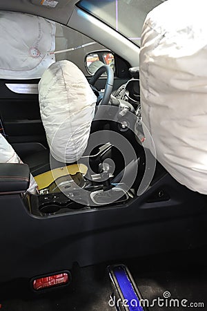 Opened airbag Stock Photo