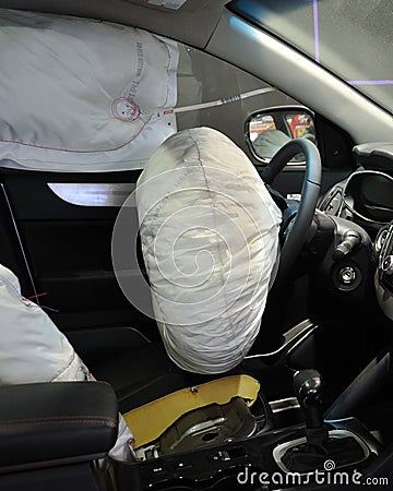 Opened airbag Stock Photo