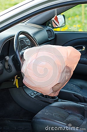 Opened airbag Stock Photo