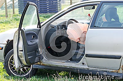 Opened airbag Stock Photo