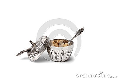 Opened apple shaped sugar container Stock Photo