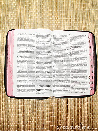 Opened Bible religion faith background christianism Sao Paulo Brazil Stock Photo