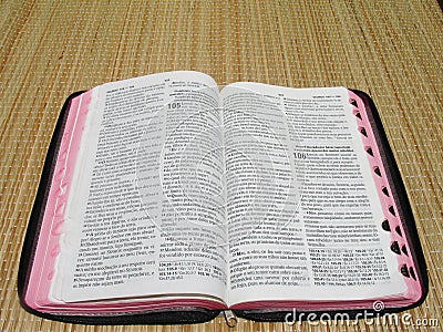 Opened Bible religion faith background christianism Sao Paulo Brazil Stock Photo