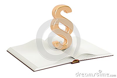 Opened blank book with paragraph or section symbol, 3D rendering Stock Photo