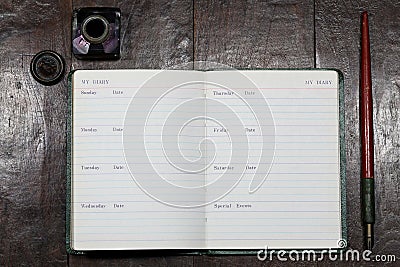 Opened blank diary Stock Photo