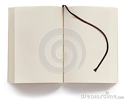 Opened blank paperback with bookmark Stock Photo