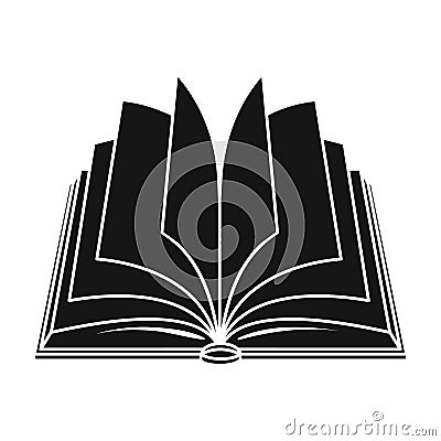 Opened book icon in black style isolated on white background. Books symbol stock vector illustration. Vector Illustration