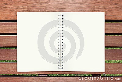 Opened book on wood Stock Photo