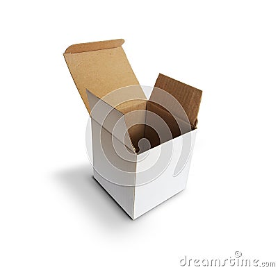 Opened box on white Stock Photo