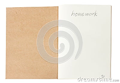 Opened brown notebook. Stock Photo