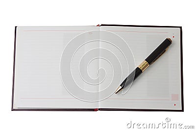 Opened business agenda with golden pen Stock Photo