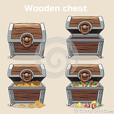 Opened and closed antique treasure chest Stock Photo