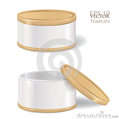 Opened and closed box set round shape Vector Illustration