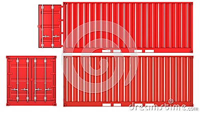 Opened and closed container front and side view Stock Photo