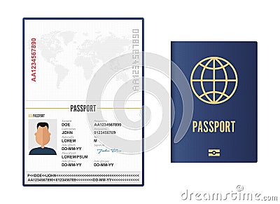 Opened and closed male passport vector illustration isolated Vector Illustration