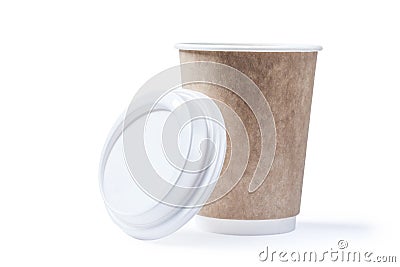 Opened coffee papercup isolated on white Stock Photo