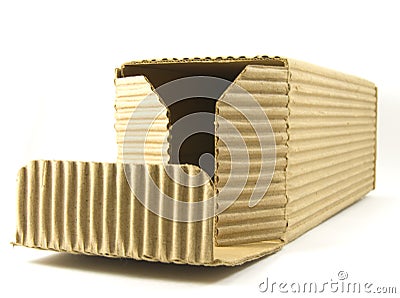 Opened crinkled cardboard box Stock Photo