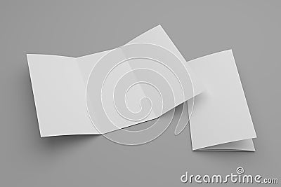 Opened 3d illustration tri-fold brochure mock-up and cover Stock Photo