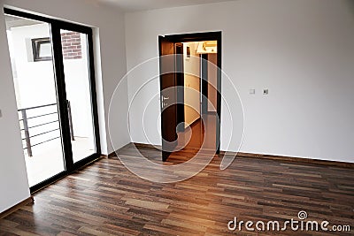 Opened door in a new house Stock Photo