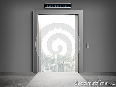 Opened doors to city Stock Photo