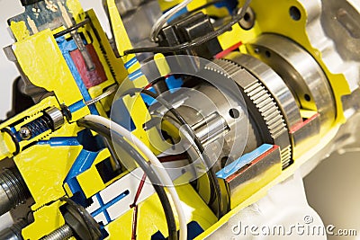 Opened electric motor with transmission Stock Photo