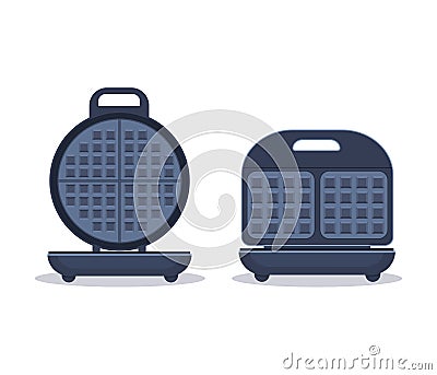 Opened Electronic Waffle maker. Sample model for Kitchen appliance. Vector Illustration isolated on white background Stock Photo