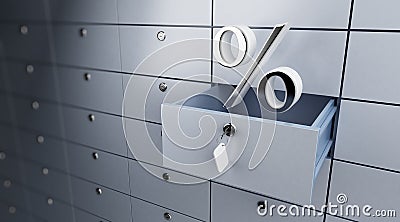 Opened empty bank deposit percent Stock Photo