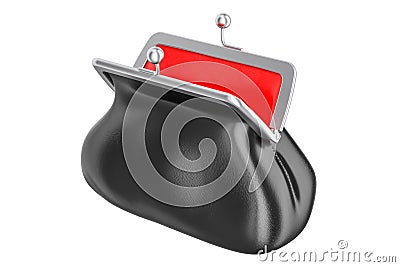 Opened empty purse, 3D rendering Stock Photo