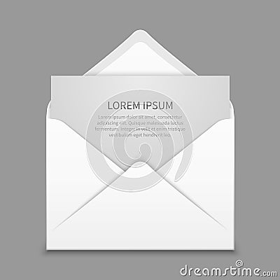 Opened envelope with blank paper latter vector realistic mockup Vector Illustration