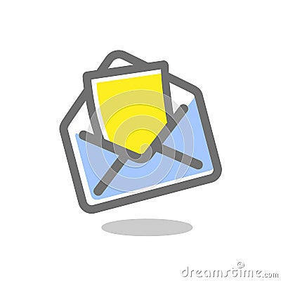 Opened envelope with note paper. Mail icon. Vector illustration.. Bright, colored sign on a white background Cartoon Illustration