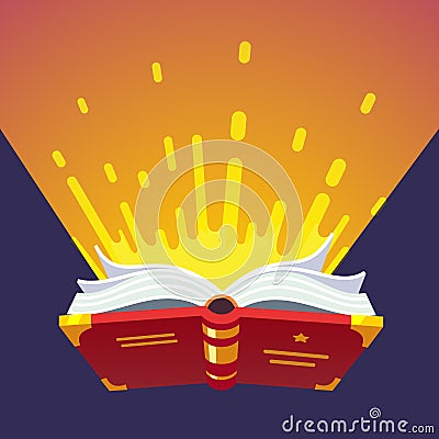 Opened glowing magical book Vector Illustration