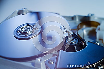 Opened Hard Disk Drive Stock Photo